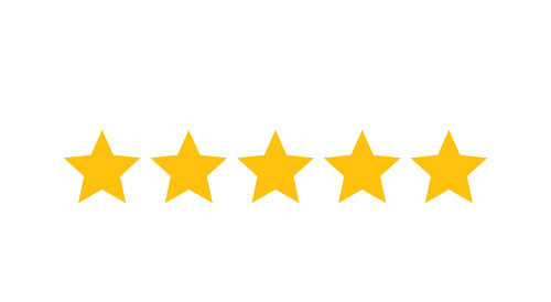 Five gold stars in a horizontal row, indicating a perfect rating.
