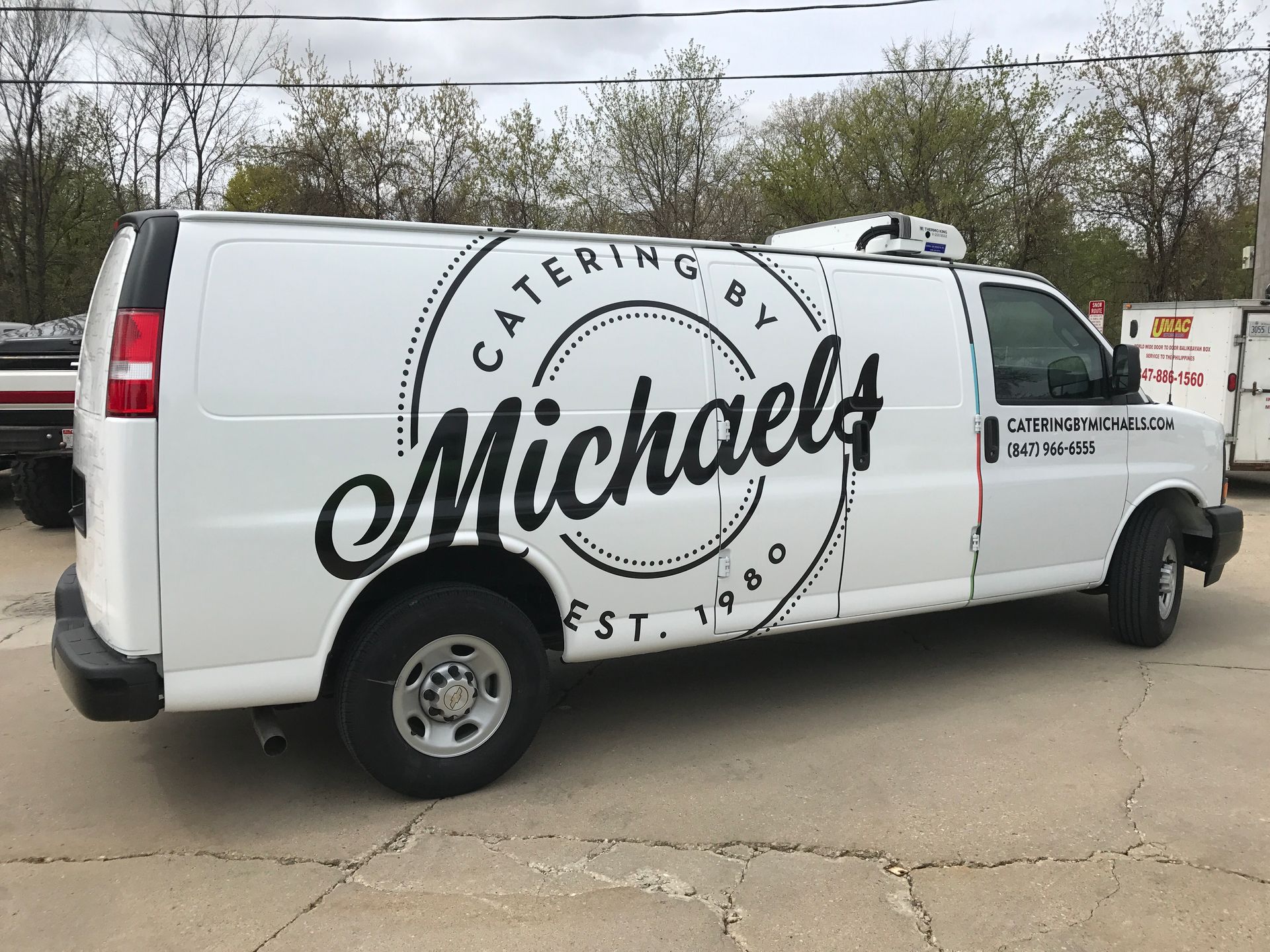 White catering van with 