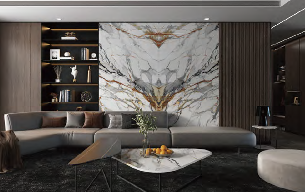 A living room with a couch and a coffee table