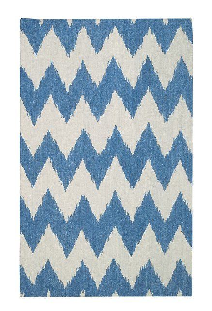 Blue and White Zig Zag Area Rug, in New York, NY