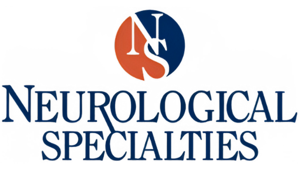 Neurological Specialties logo with orange and navy circle