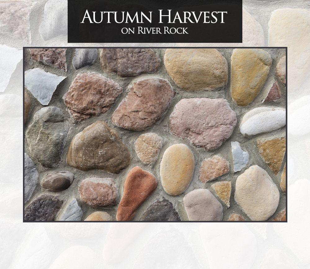 An advertisement for autumn harvest on river rock