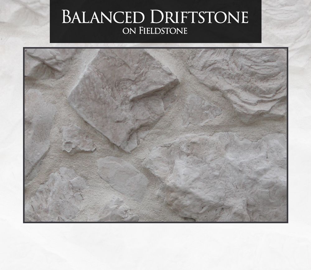 Light gray stone facade with mortar, labeled 