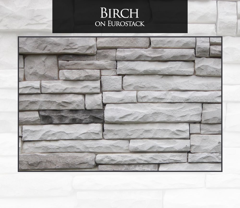 Birch-colored stone veneer in a Eurostack pattern.