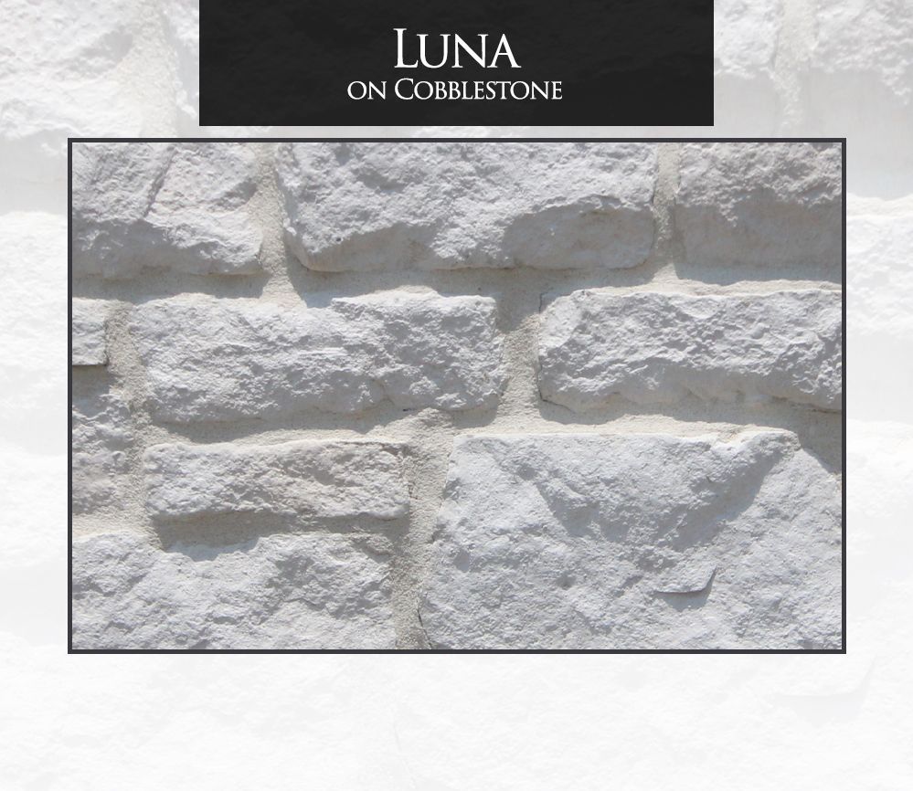 White Luna cobblestone wall, neutral tones.