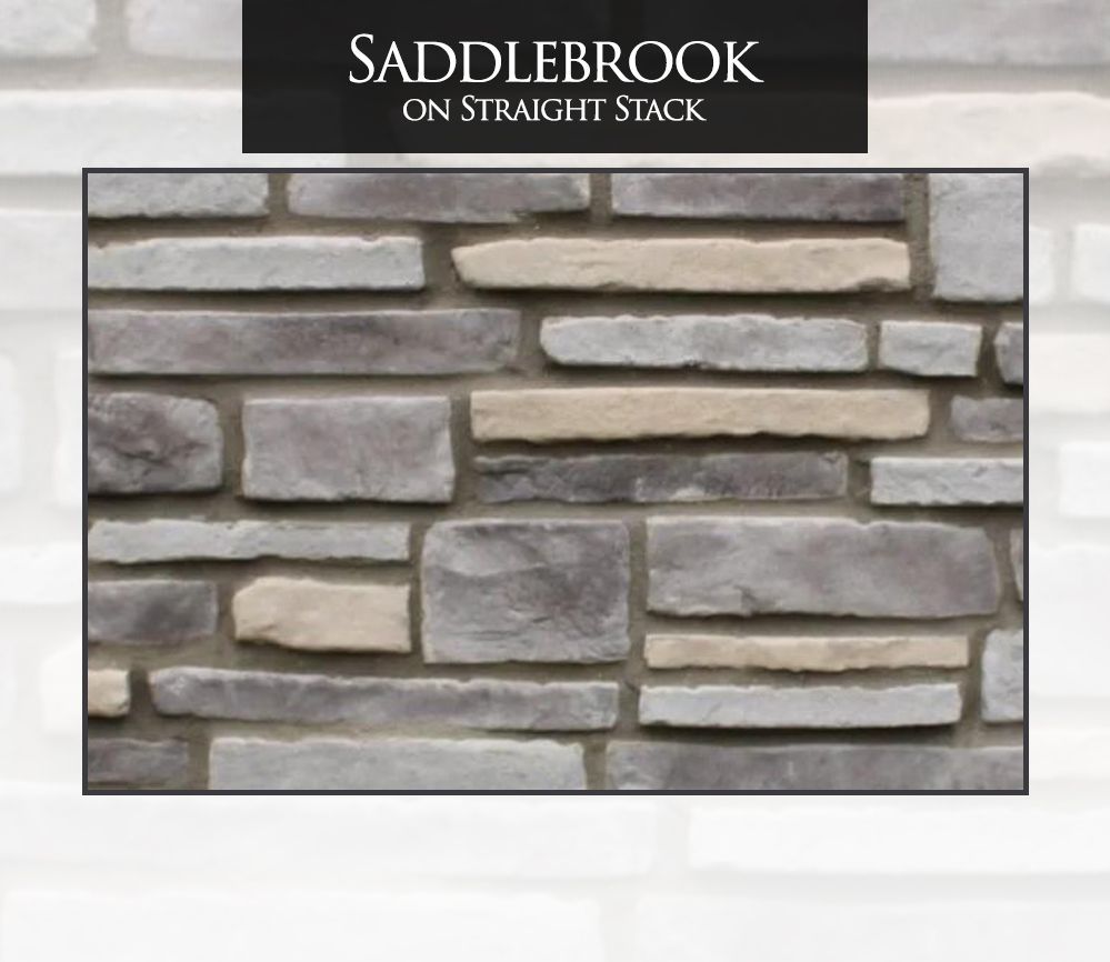 A picture of a stone wall with the words saddlebrook on straight stack