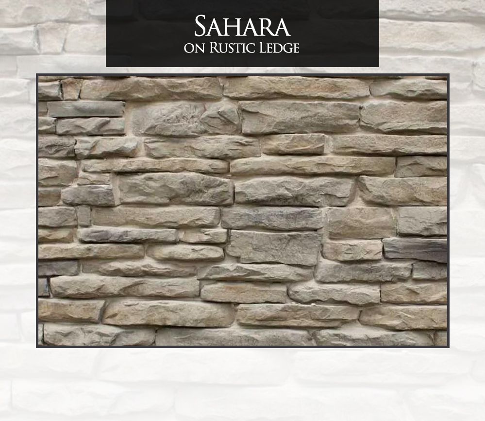 A picture of a sahara on rustic ledge stone wall