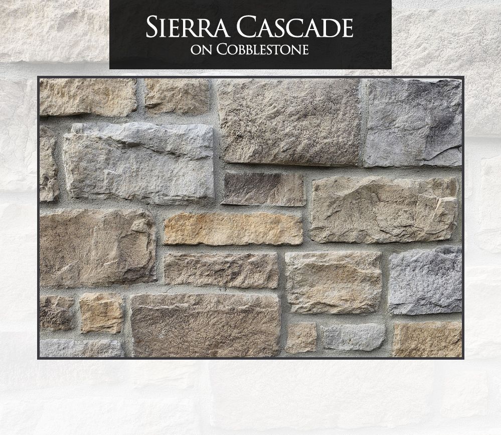 A picture of a stone wall with the words sierra cascade on it