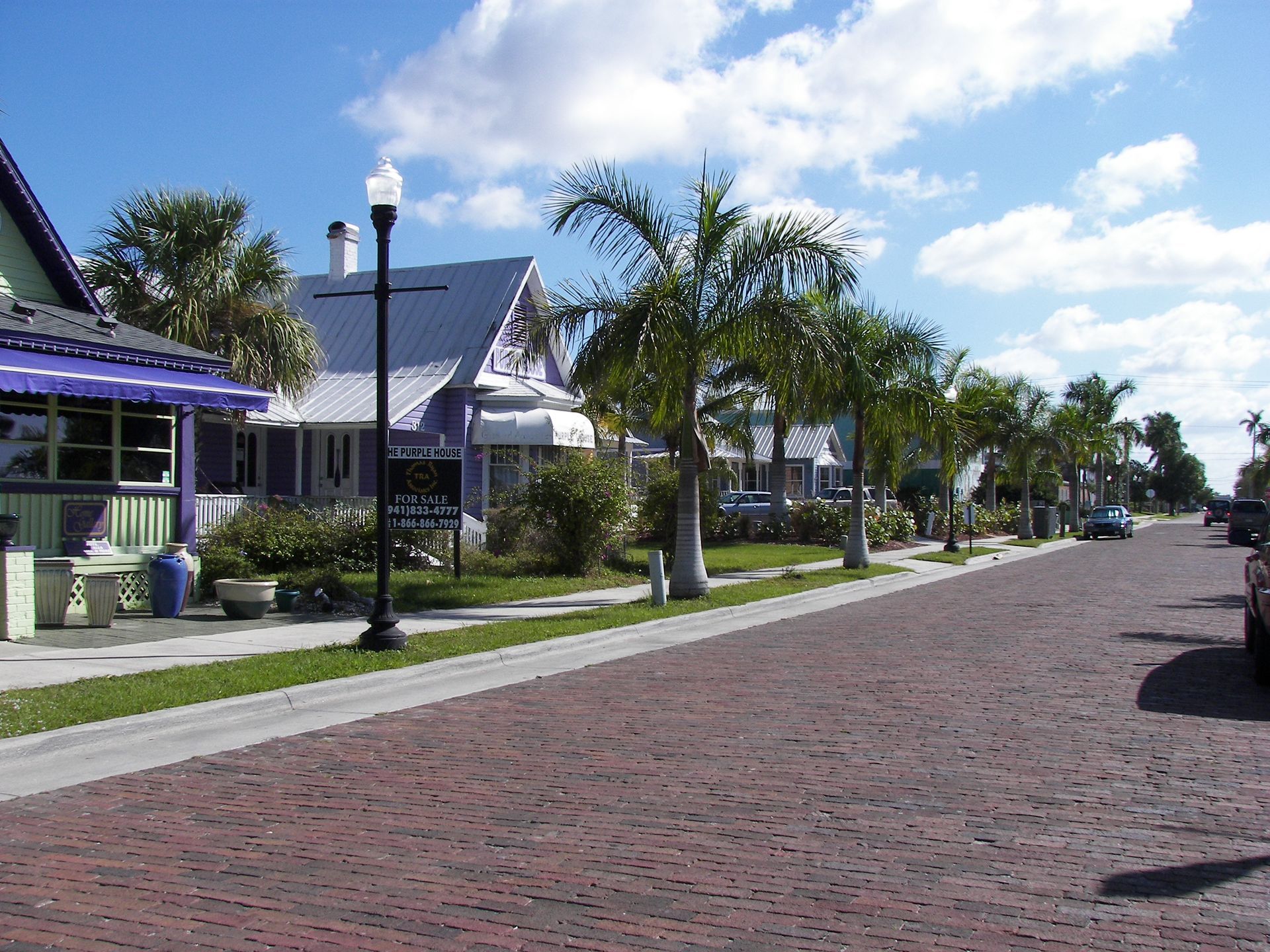 Buildings with new roofs along Sullivan Street in Punta Gorda, Florida