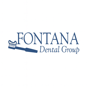 Fontana Dental Group logo: Blue text and toothbrush icon.