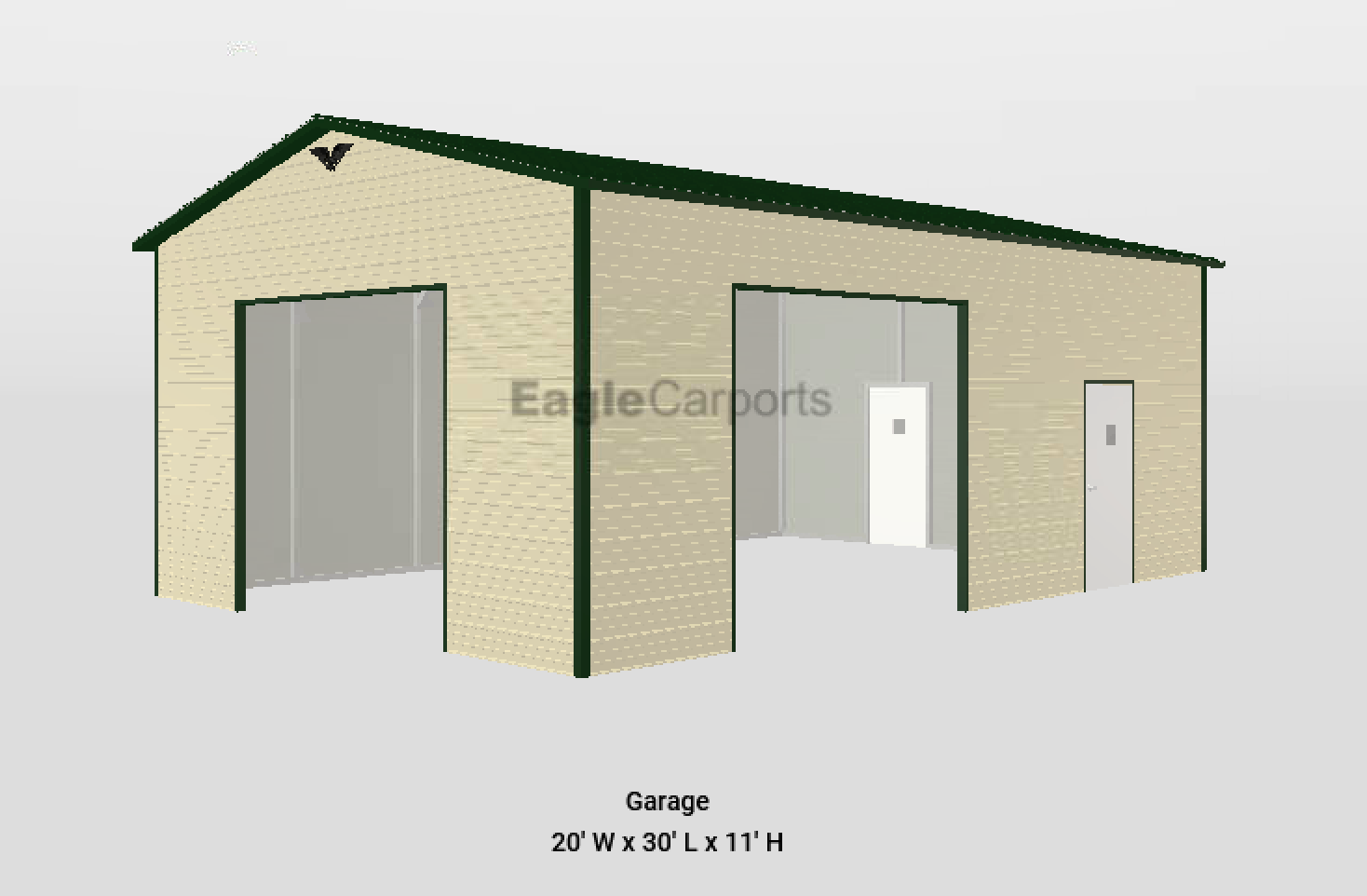 A drawing of a garage with a green roof