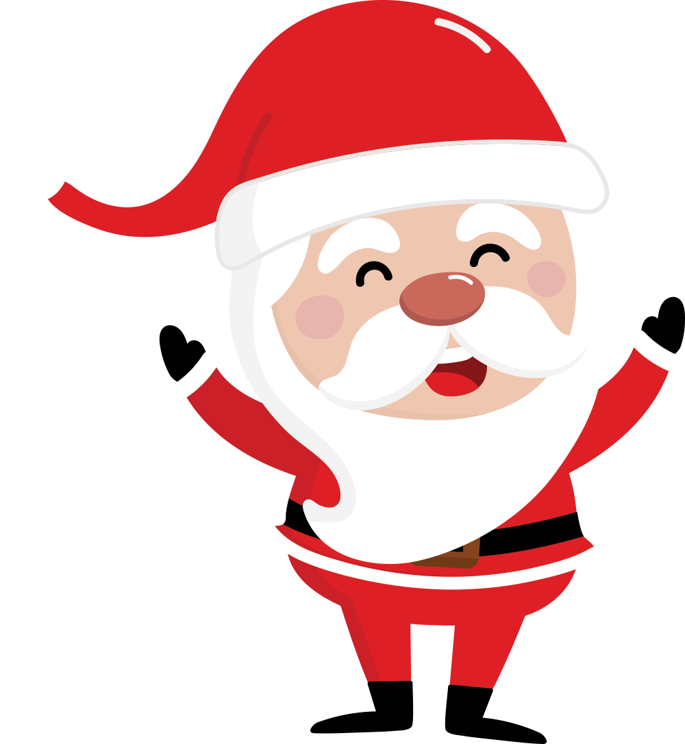 A cartoon illustration of santa claus with his arms outstretched