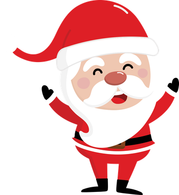 A cartoon illustration of santa claus with his arms outstretched