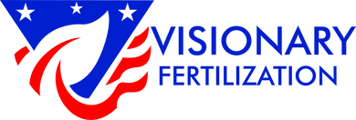 A logo for visionary fertilization with an american flag on it