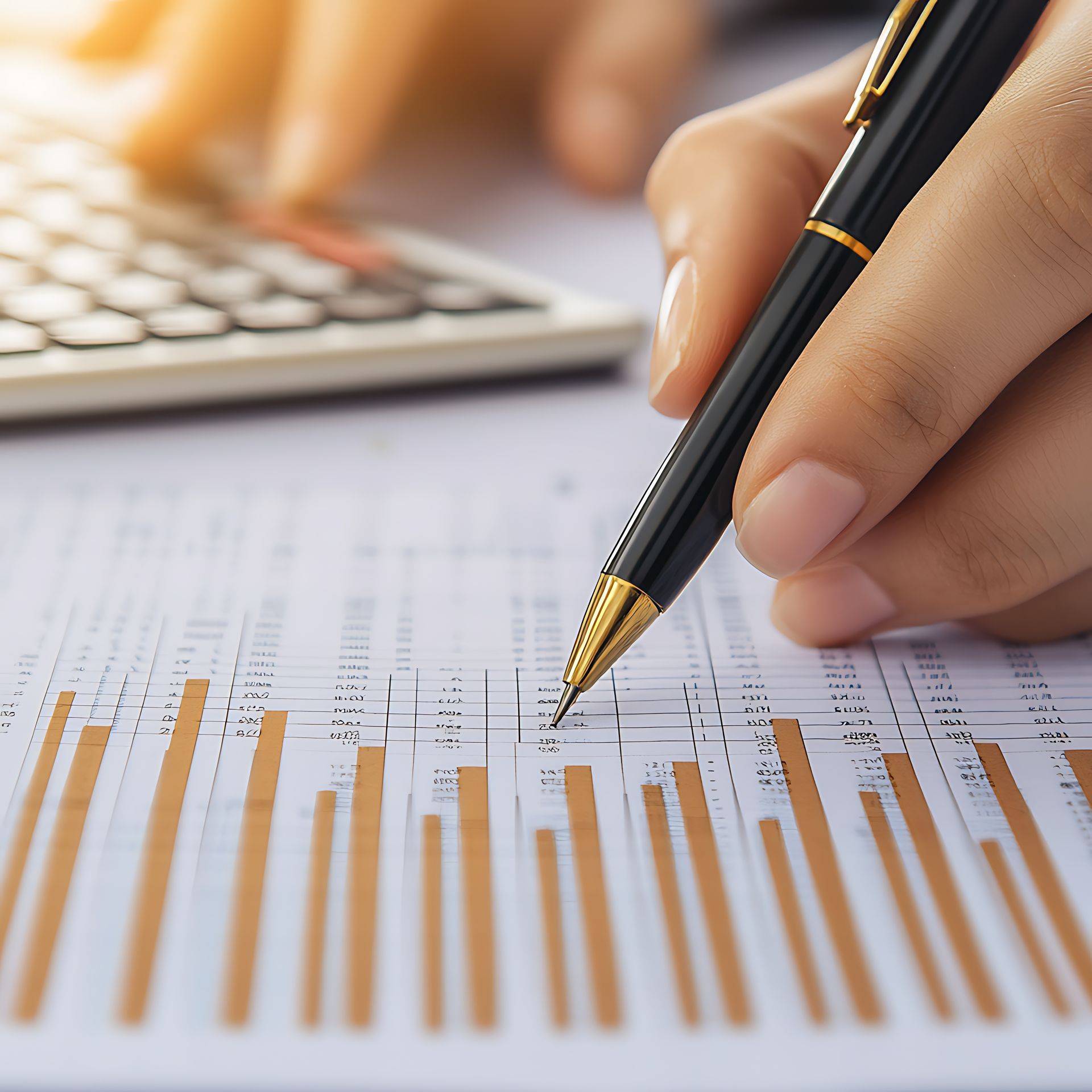 A woman is sitting at a desk reading a book.
