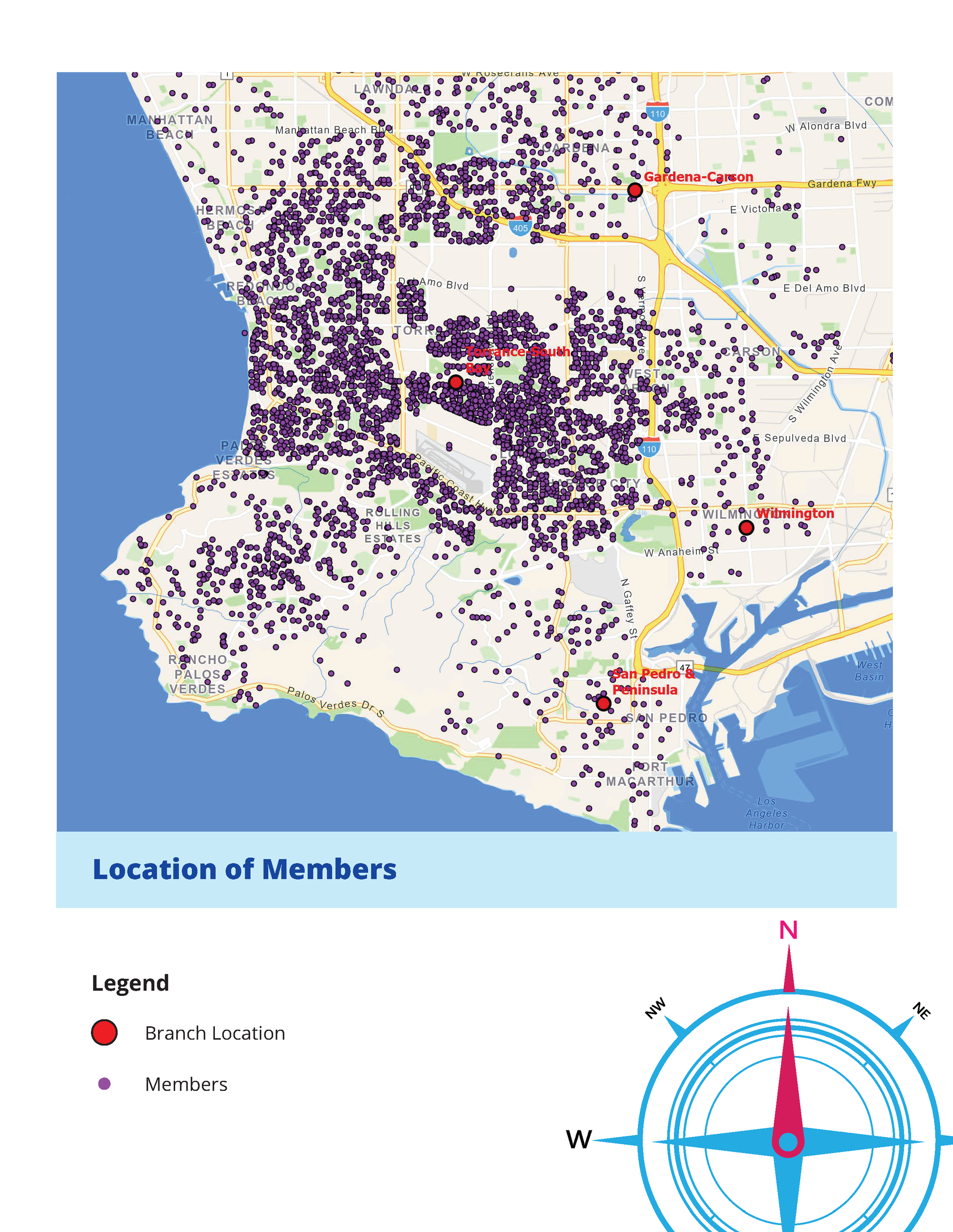 Primary market area branch member locations 