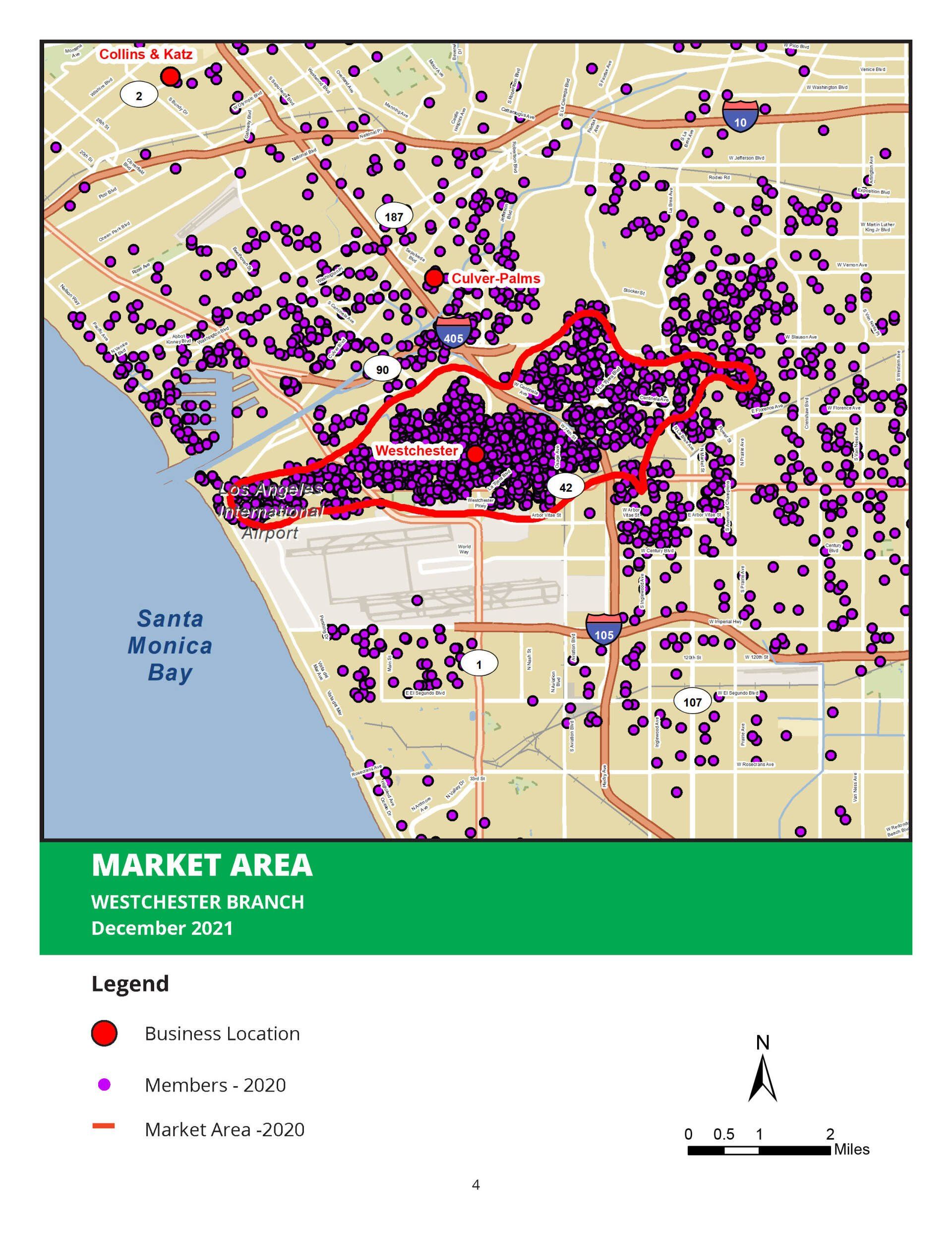 A map showing the market area of a city