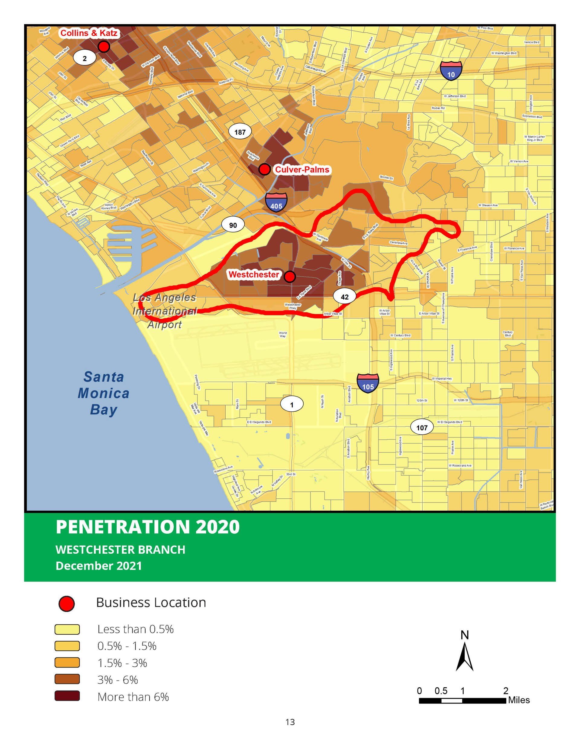 PMA sample map of branch penetration