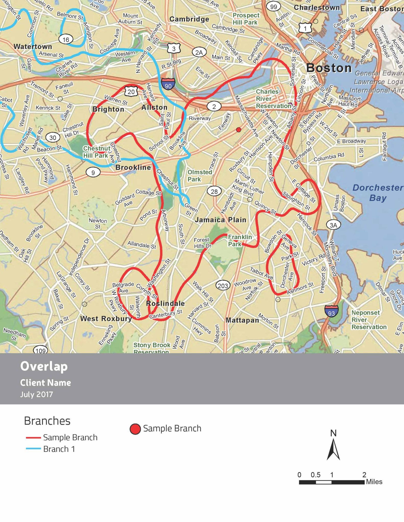 PMA sample map of branch overlap