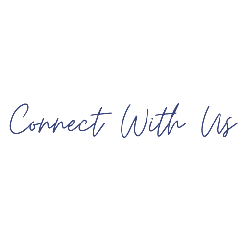 It says `` connect with us '' in cursive on a white background.