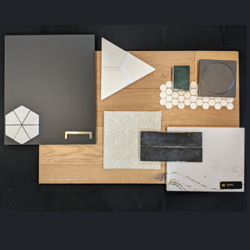A wooden board with different types of tiles on it