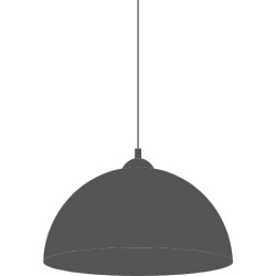 A silhouette of a pendant light hanging from the ceiling.