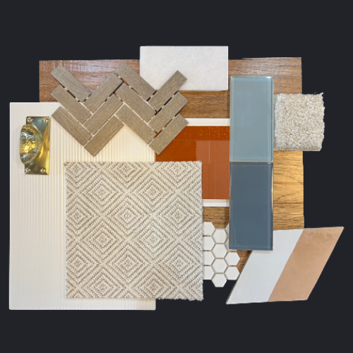 A collage of different types of tiles on a black background
