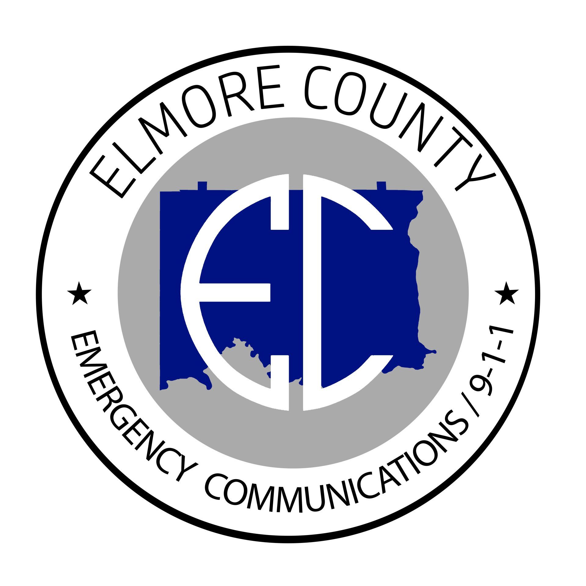Elmore County Emergency Communications logo: white 