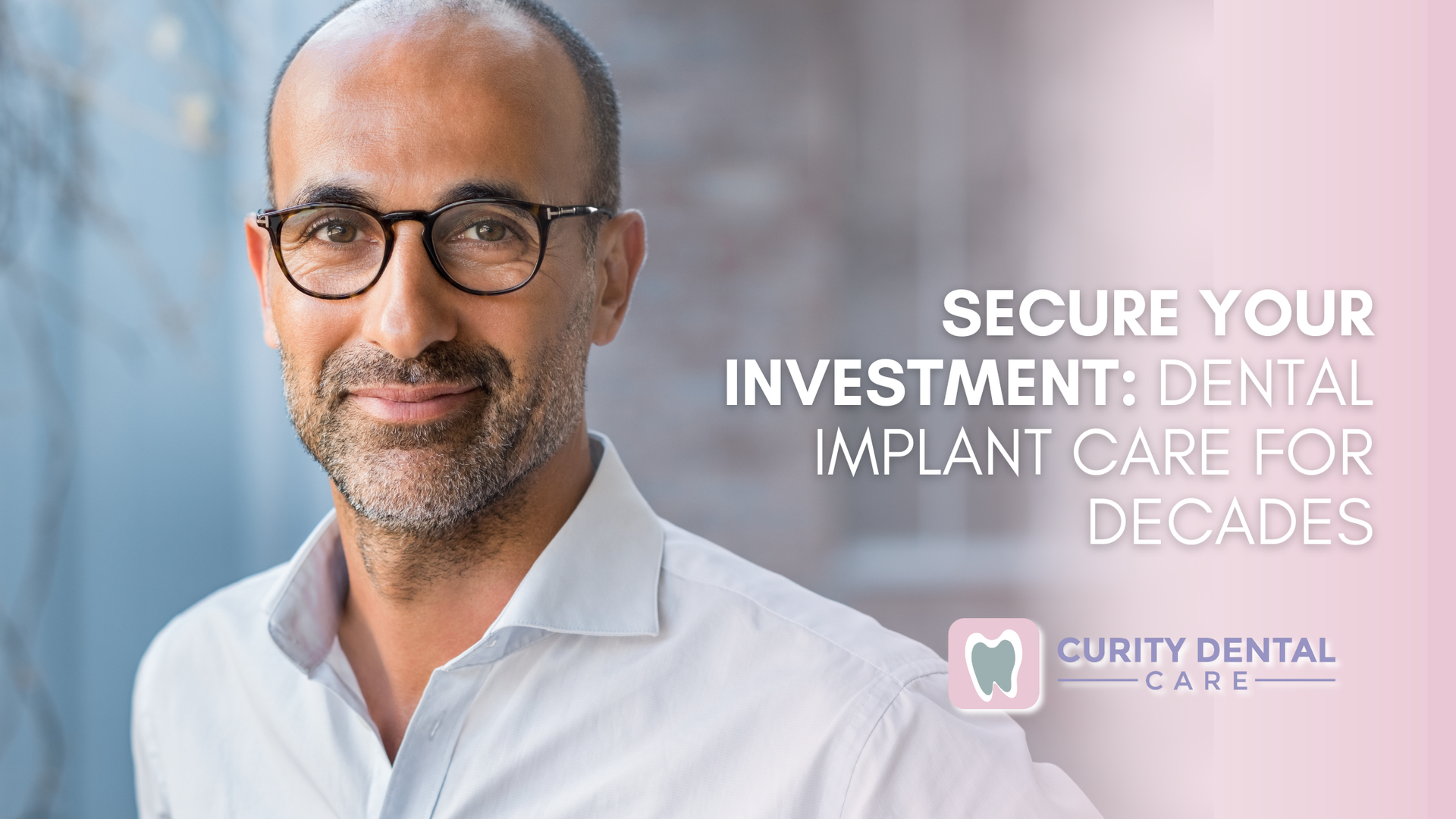 Man wearing glasses, text: 