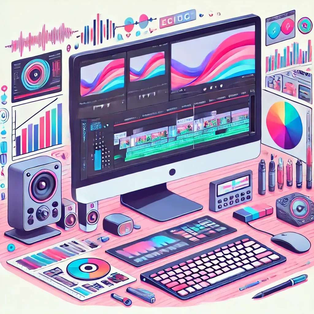 Professional video editing software interface with a project in progress