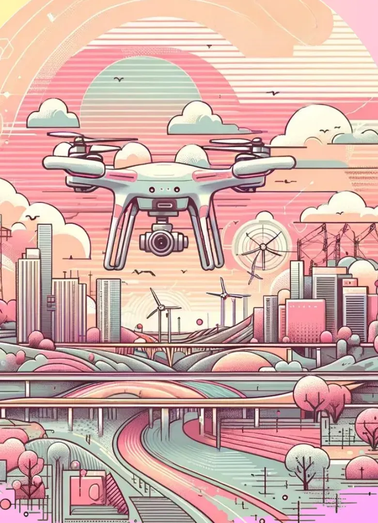 Aerial view of a cityscape taken by a professional drone