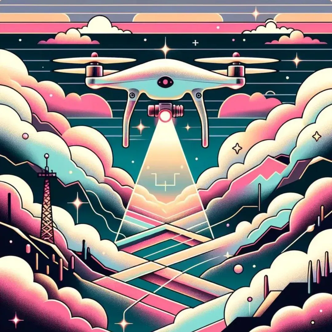 Aerial view of rescue operations during an emergency