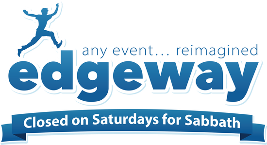 Logo for Edgeway, an event company, with a running figure and the text