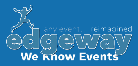 A blue logo for edgeway we know events