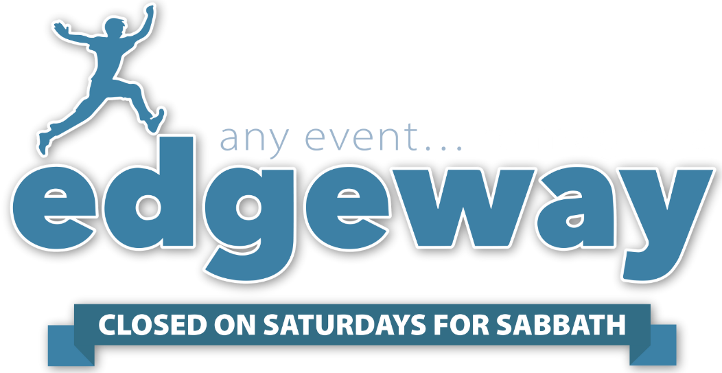 Blue and white logo for Edgeway Events.