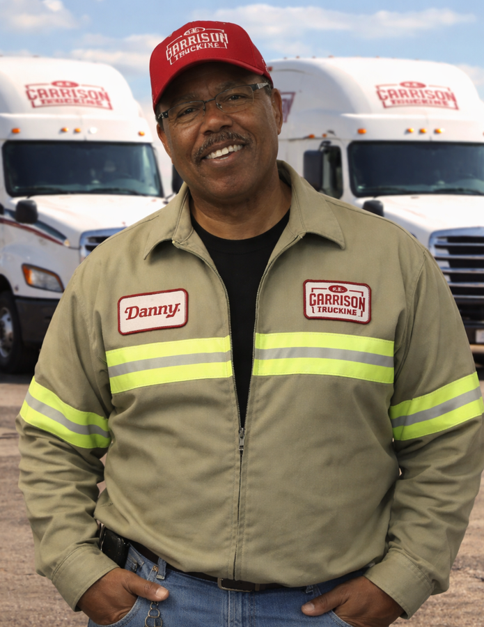 Truck Driver Standing In front of His 18-Wheeler