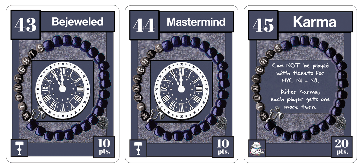 Graphic showing three game cards from the Midnights Era.