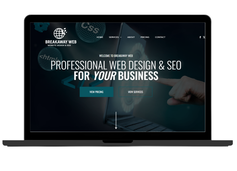 Laptop screen displaying a website: 