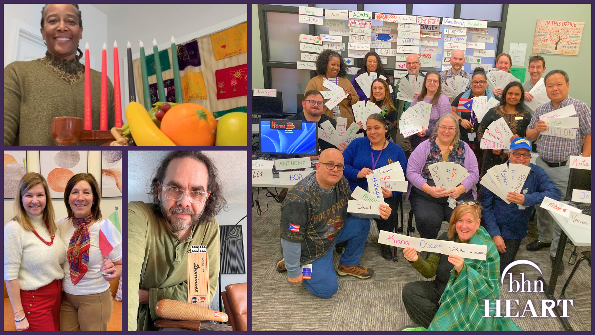 The team from BHN’s Center for Education and Professional Excellence celebrated by wearing attire that reflects their cultural heritage. Our HR team also joined for a photo highlighting the names of this past year’s new hires and our commitment to honoring every individual’s humanity.