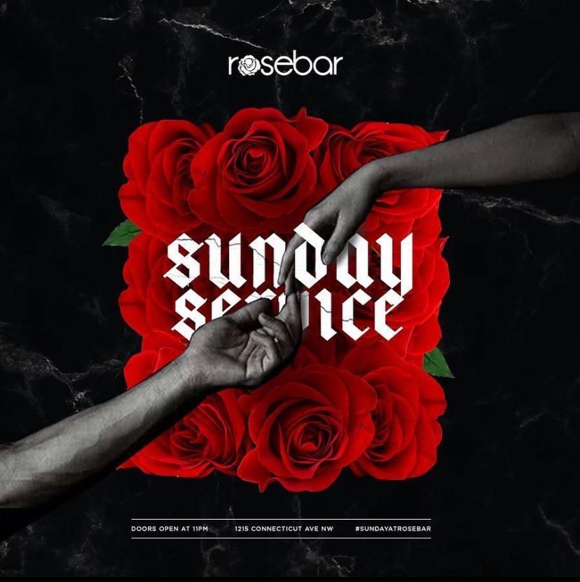 A poster for a sunday service at rosebar