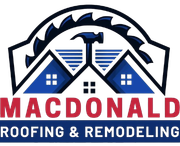 The logo for MacDonald Roofing & Remodeling shows a house and a hammer.