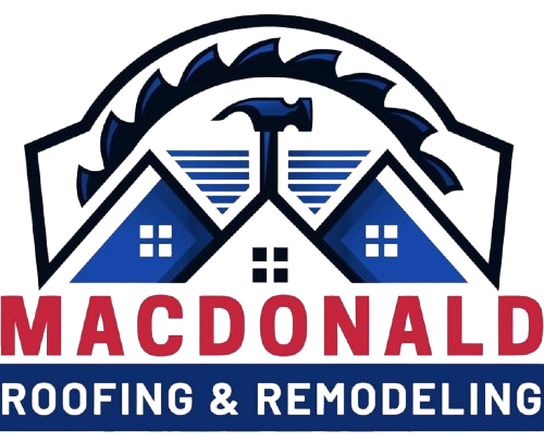 The logo for MacDonald Roofing & Remodeling shows a house and a hammer.