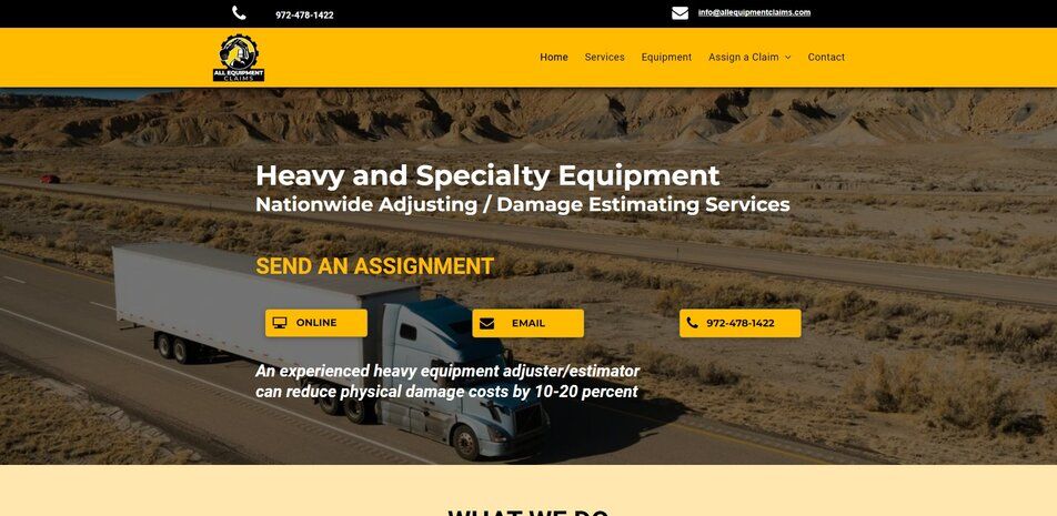 Home page of All Equipment Claims website