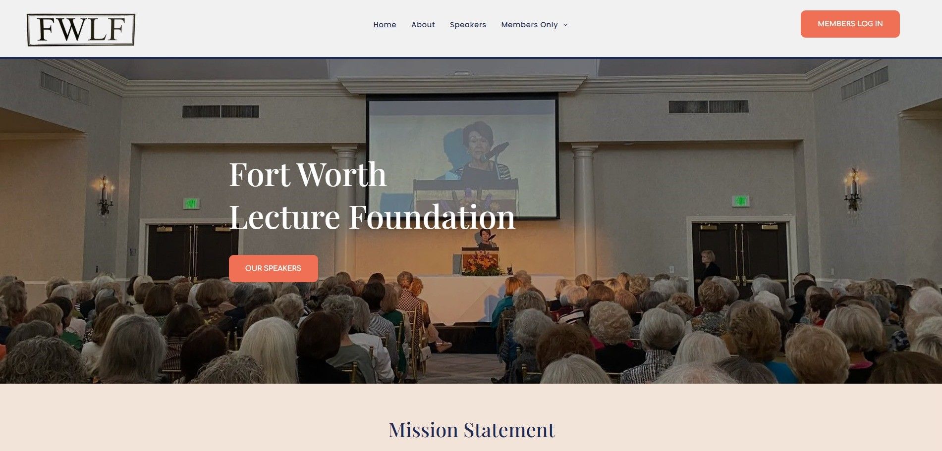 Website screenshot of Fort Worth Lecture Foundation