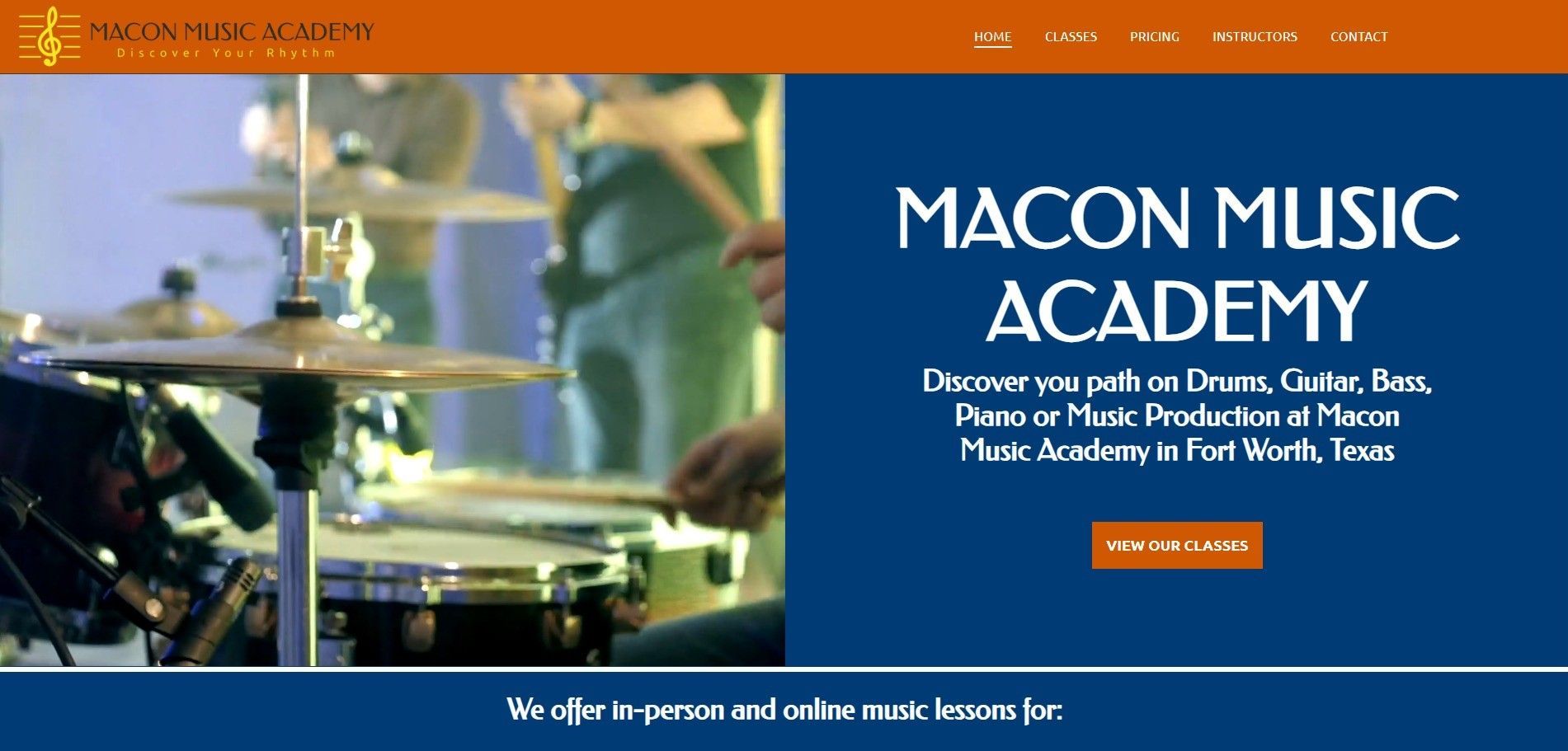 Screenshot of Macon Music Academy website