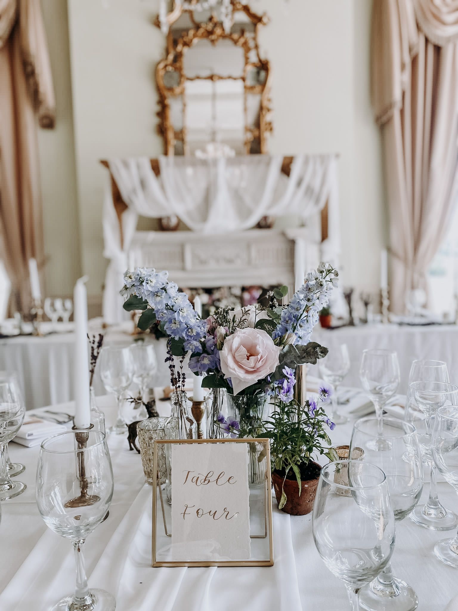 calligraphy table number, wedding design, stylists in Leicestershire