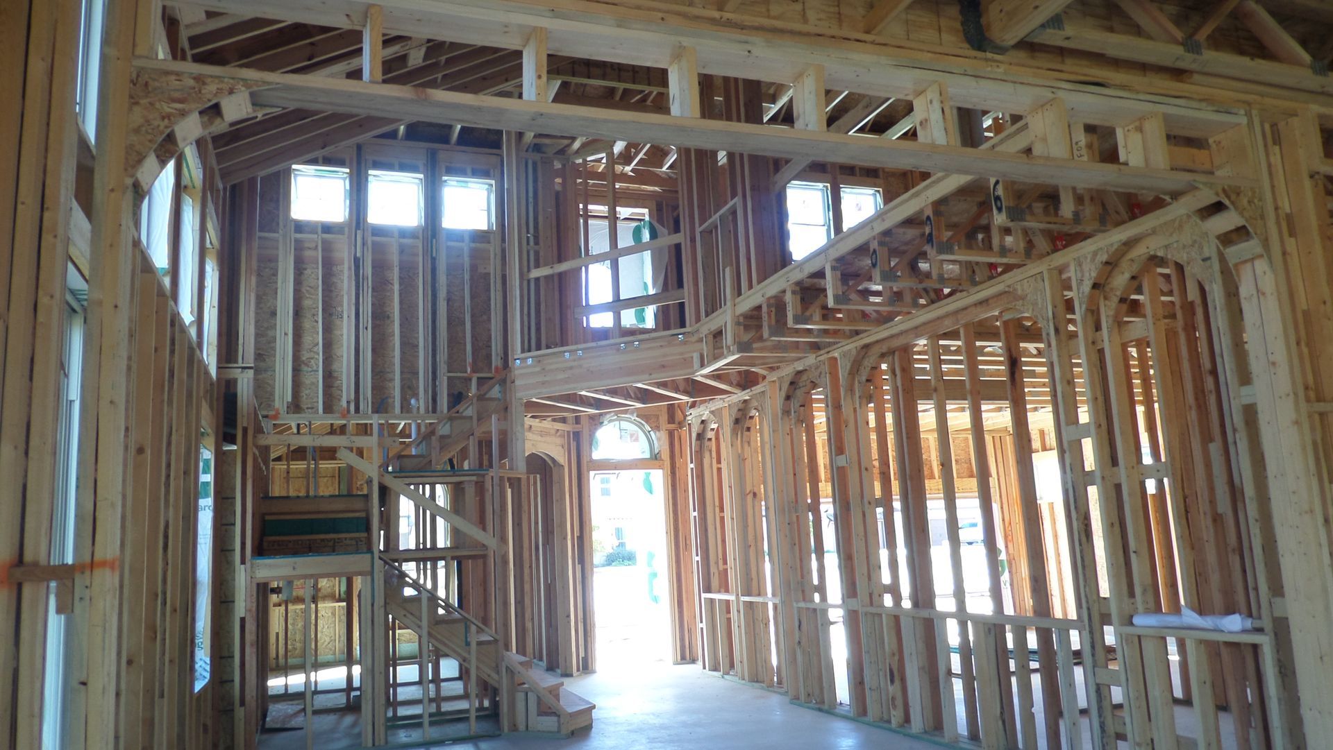 The inside of a house that is being built.