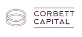 The corbett capital logo is purple and has two circles in it.