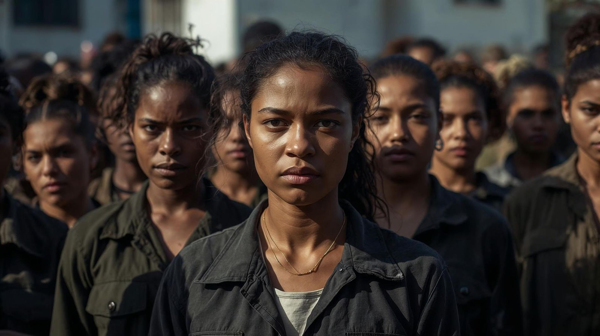 Woman standing calmly in prayer, symbolizing spiritual guardedness and discernment