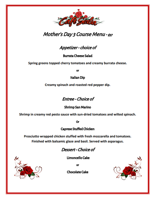 Mother's Day 2023 Menu